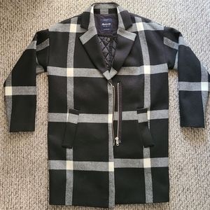 MADEWELL Black & Beige Checkered Wool Coat *BEAUTIFUL*!